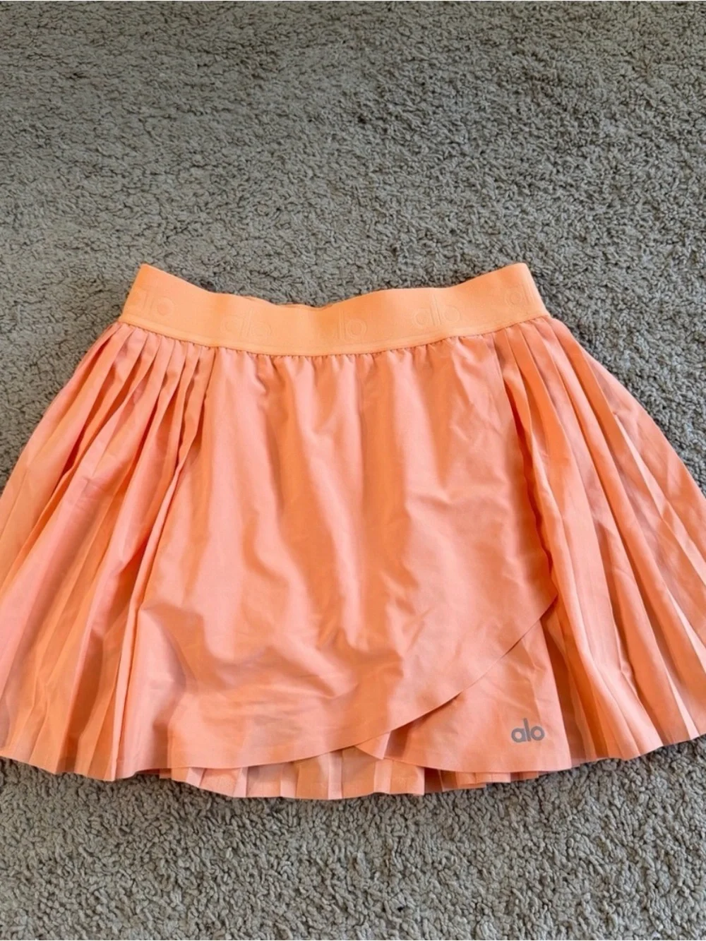 ALO Yoga Orange Pleated Wrap Mini Skort